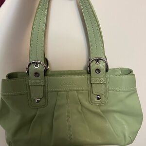 Coach Green Leather Tote Bag